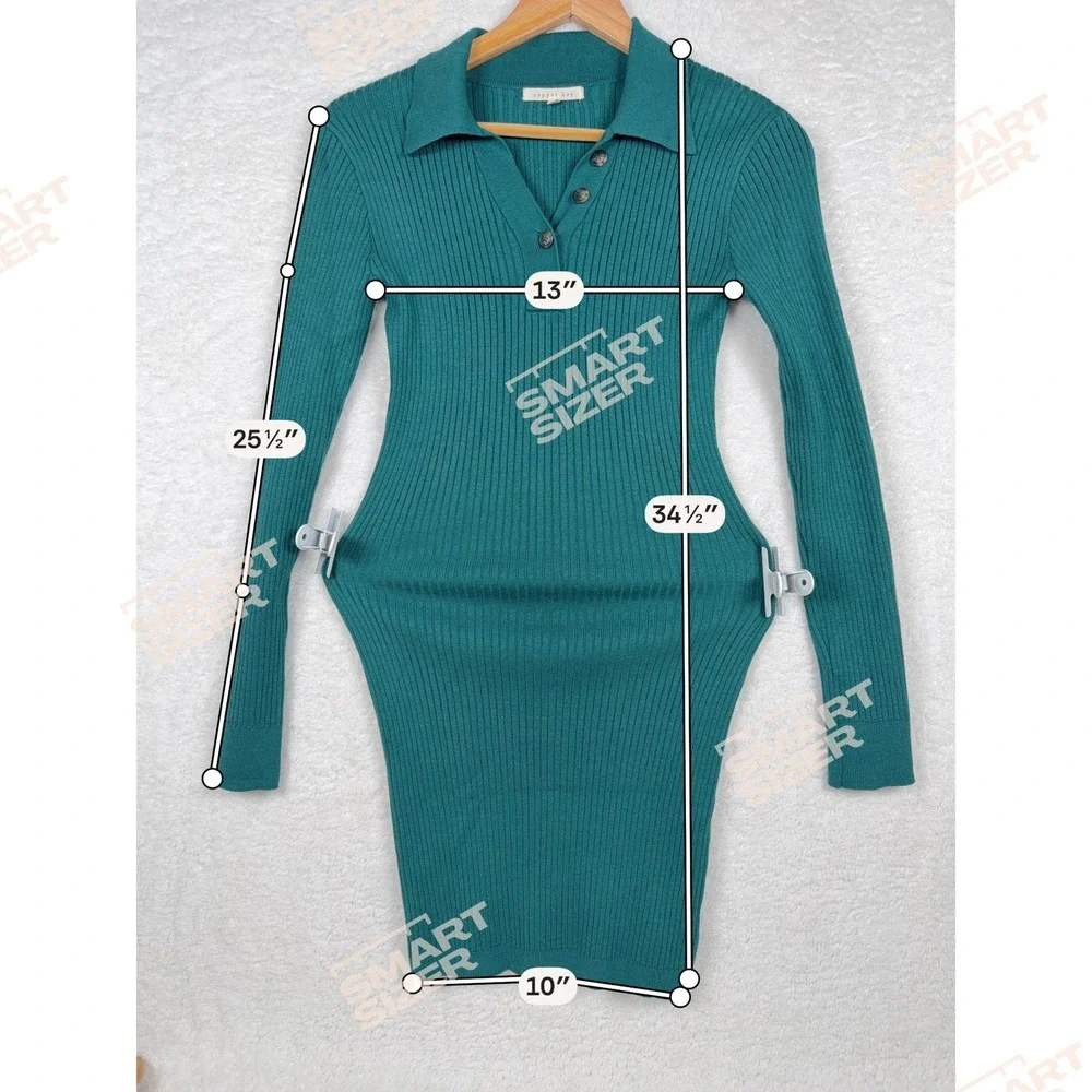 Copper Key Sweater‎ Dress Womens Small Teal Green Ribbed Polo Long Sleeve